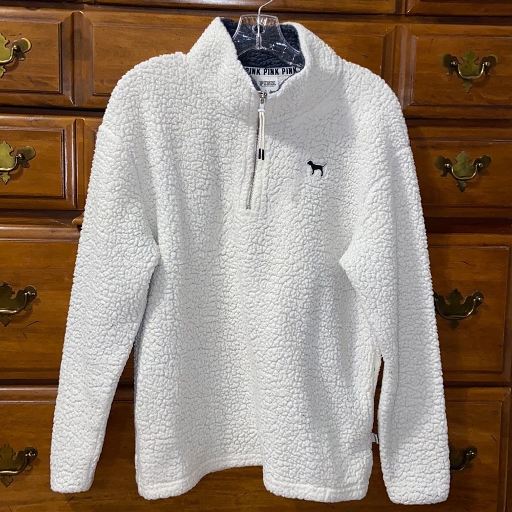 VS PINK white half zip
